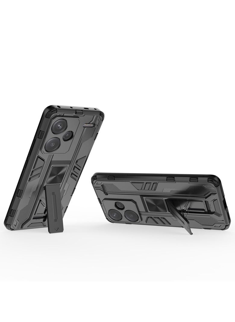 Generic Case for Xiaomi Redmi Note 13 Pro+ 5G/Plus 5G, Ultra-thin Protective Silicone TPU Shockproof Hybrid Hard PC Phone Cover, with Foldable Hidden Form Bracket  - Image 2