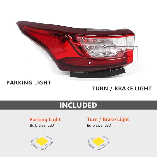 FIONE LED Outer Tail Light Assembly Compatible with Chevy Traverse 2018 2019 2020 2021 Brake Rear Light Left Driver Side LH - Image 3