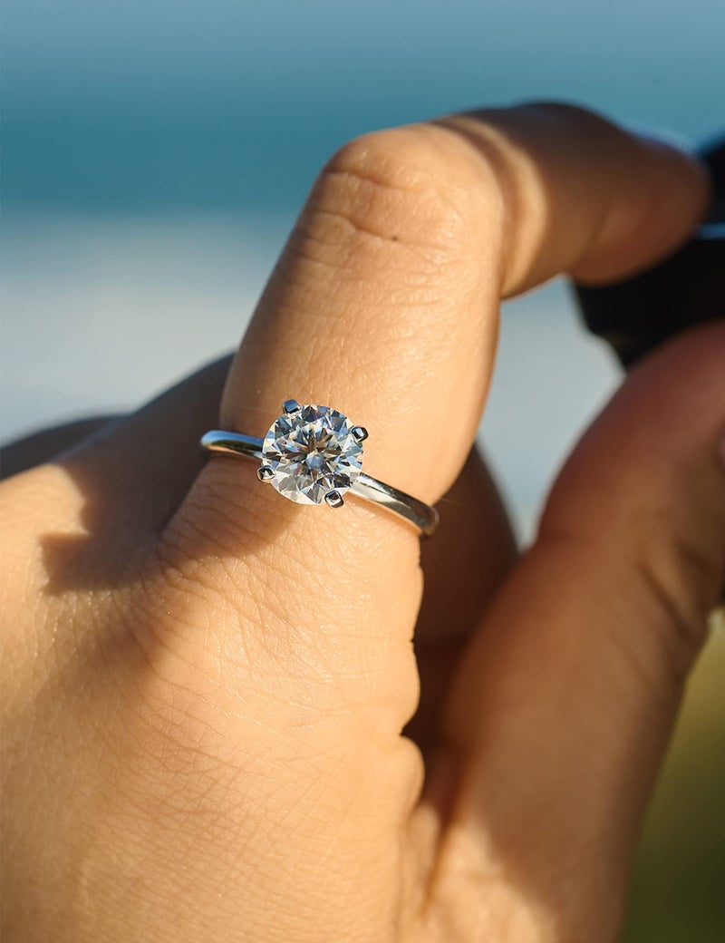 IMOLOVE Moissanite Solitaire Engagement Ring for Women, Women's Engagement Rings Moissanite Promise Rings 2CT D Color VVS1 Clarity Wedding band 925 Sterling Silver with 18K Gold Plated-6-2CT - Image 3