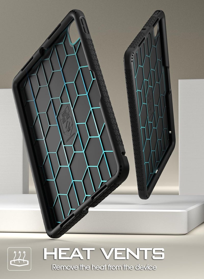 Poetic TurtleSkin Case for iPad Pro 11 Inch (M5) 2025/ (M4) 2024, Heavy Duty Shockproof Rugged Kids Friendly Drop Protection Silicone Cover Case, Black - Image 2