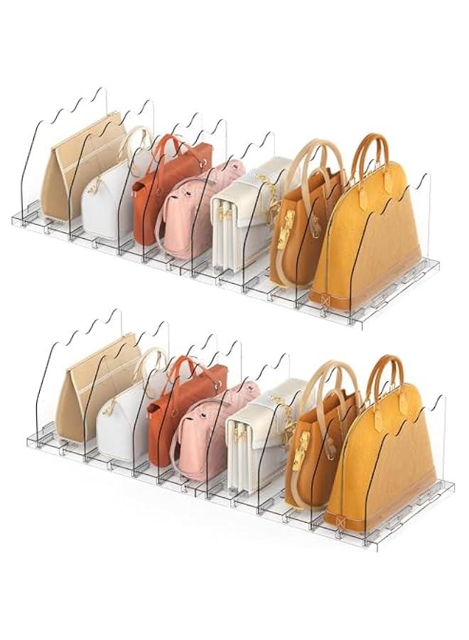 Arabest Purse Storage Organizer for Closet, Clear Closet Bag Storage Dividers Rack Shelf Purse Dividers for Closet Organization Handbag Separators Closet Purse Organizers and Storage, 4 Pack, Clear  - Image 1