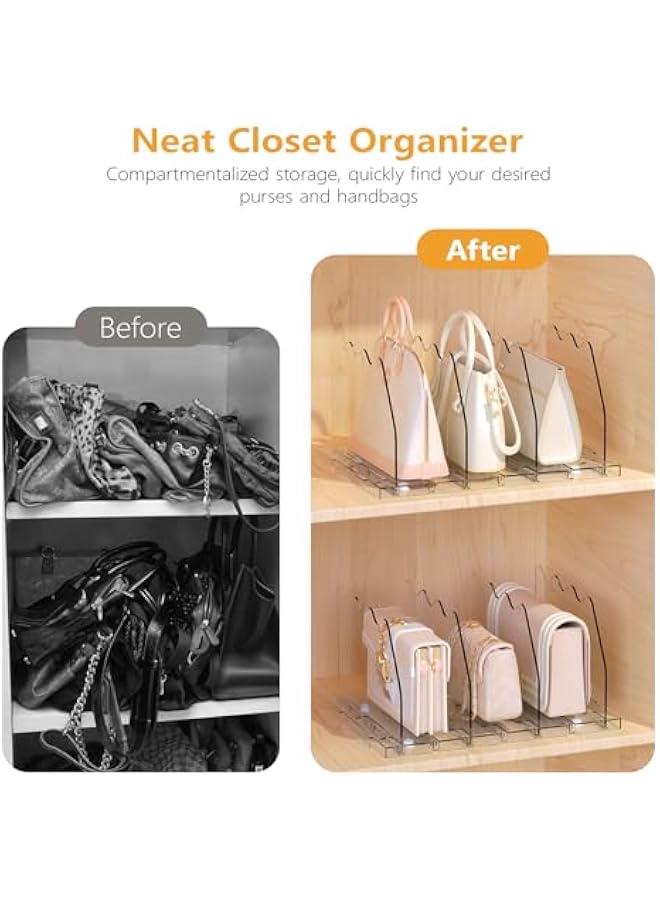 Arabest Purse Storage Organizer for Closet, Clear Closet Bag Storage Dividers Rack Shelf Purse Dividers for Closet Organization Handbag Separators Closet Purse Organizers and Storage, 4 Pack, Clear  - Image 3