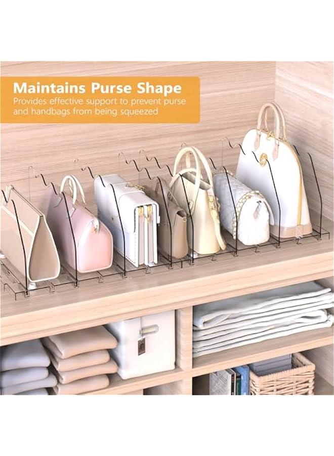 Arabest Purse Storage Organizer for Closet, Clear Closet Bag Storage Dividers Rack Shelf Purse Dividers for Closet Organization Handbag Separators Closet Purse Organizers and Storage, 4 Pack, Clear  - Image 5