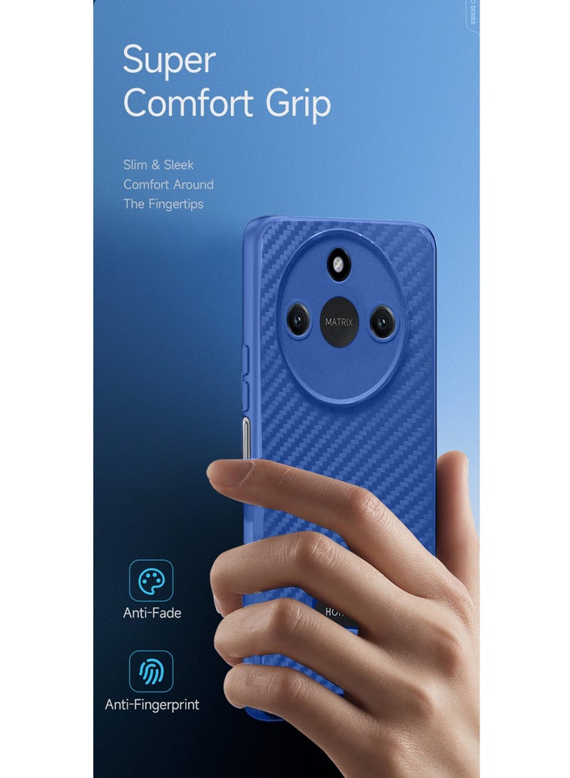 دبليو تيك غطاء جراب نسيج من ألياف الكربون من السيليكون السائل من Honor X9c Smart 5G 2024 - أزرق كحلي - Image 2