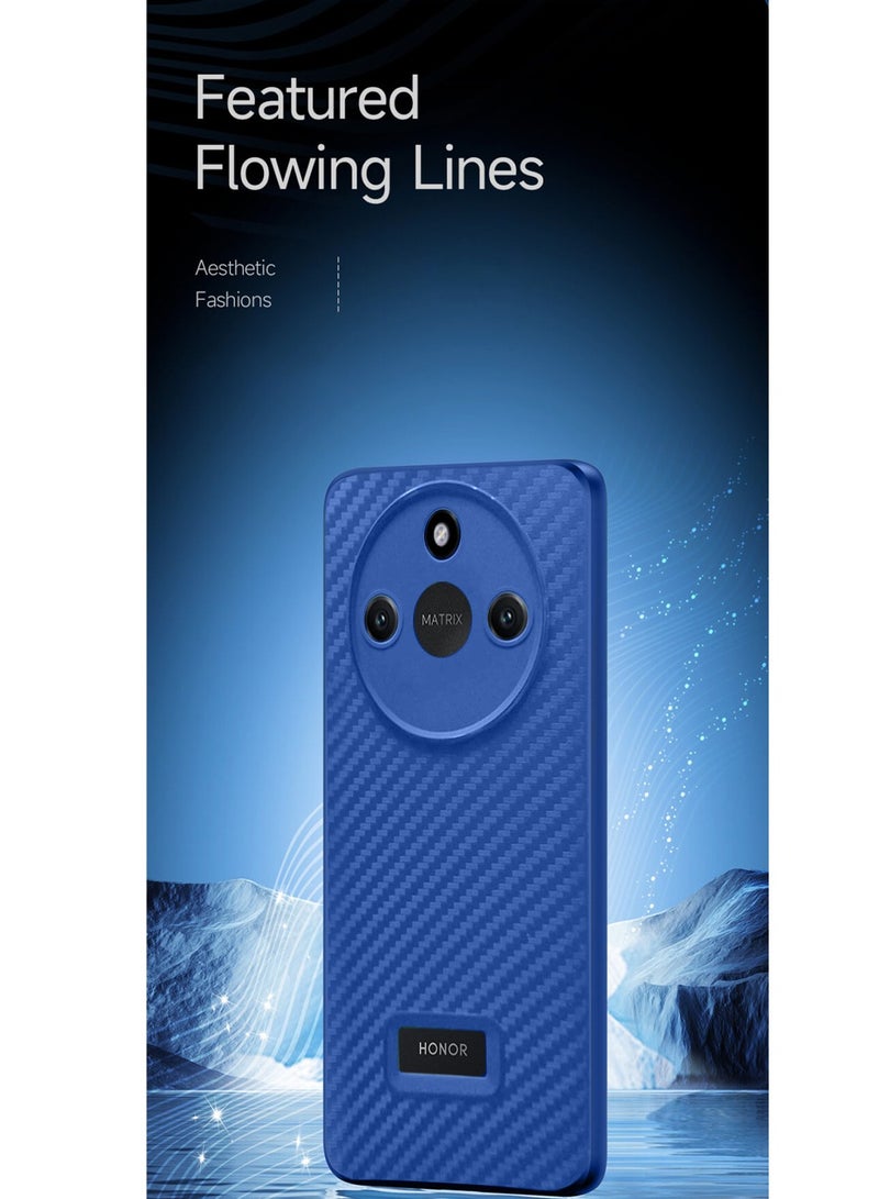 دبليو تيك غطاء جراب نسيج من ألياف الكربون من السيليكون السائل من Honor X9c Smart 5G 2024 - أزرق كحلي - Image 3