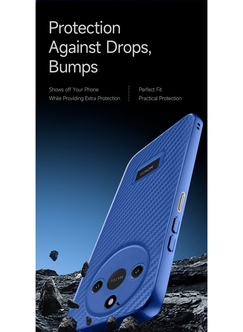 دبليو تيك غطاء جراب نسيج من ألياف الكربون من السيليكون السائل من Honor X9c Smart 5G 2024 - أزرق كحلي - Image 4