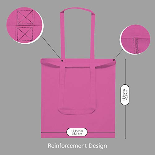 TOPDesign 24-Pack Economical 16"x15" Pink Cotton Tote Bag, Lightweight Medium Reusable Grocery Shopping Cloth Bags, Suitable for DIY, Advertising, Promotion, Gift, Activity - Image 5