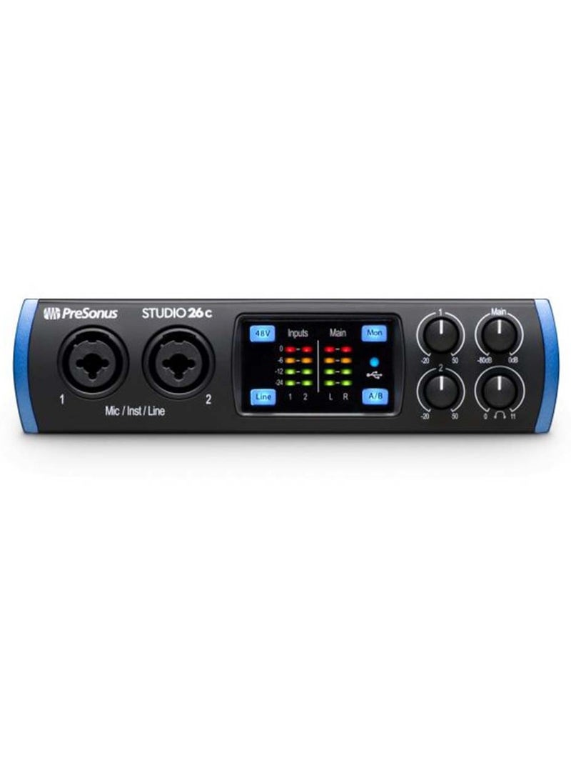 Presonus - 2-in/4-out USB-C Audio Interface with 2 XMAX-L Preamps, Cue Mix A/B Headphone Output Switching, MIDI I/O, Studio One Artist DAW, and Studio Magic Plug-in Suite - Mac/PC - Image 1