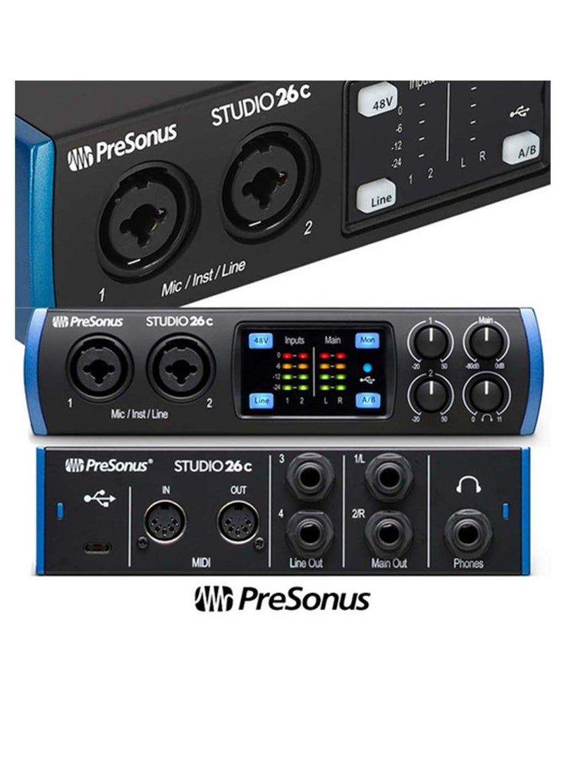 Presonus - 2-in/4-out USB-C Audio Interface with 2 XMAX-L Preamps, Cue Mix A/B Headphone Output Switching, MIDI I/O, Studio One Artist DAW, and Studio Magic Plug-in Suite - Mac/PC - Image 1