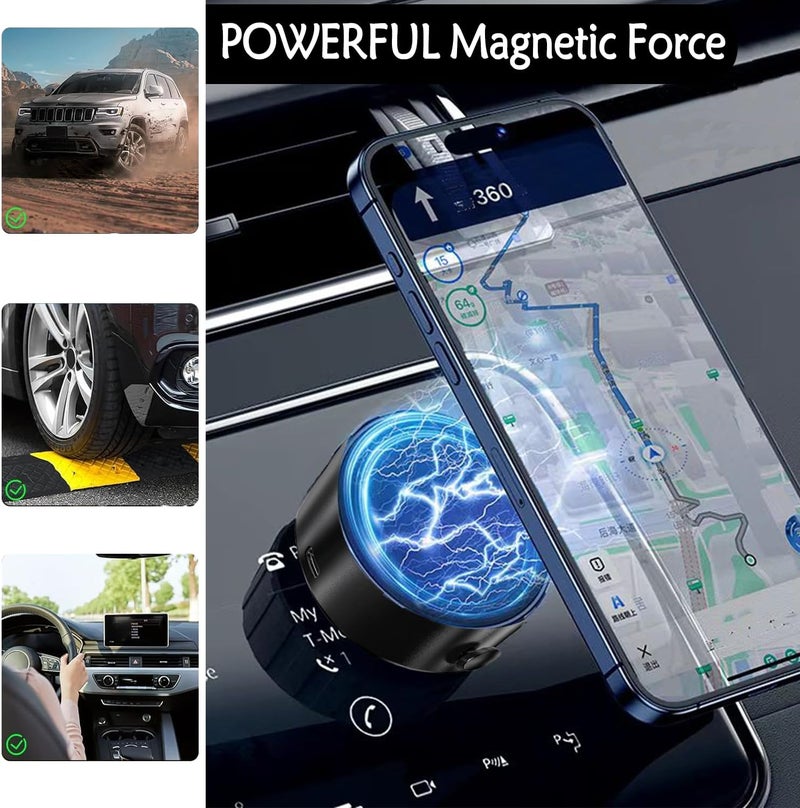 حامل هاتف مغناطي��ي بكوب شفط للسيارة، قاعدة دوارة 360 درجة بدون استخدام اليدين لحافظة iPhone MagSafe وجميع الهواتف (لون فضي) - Image 4
