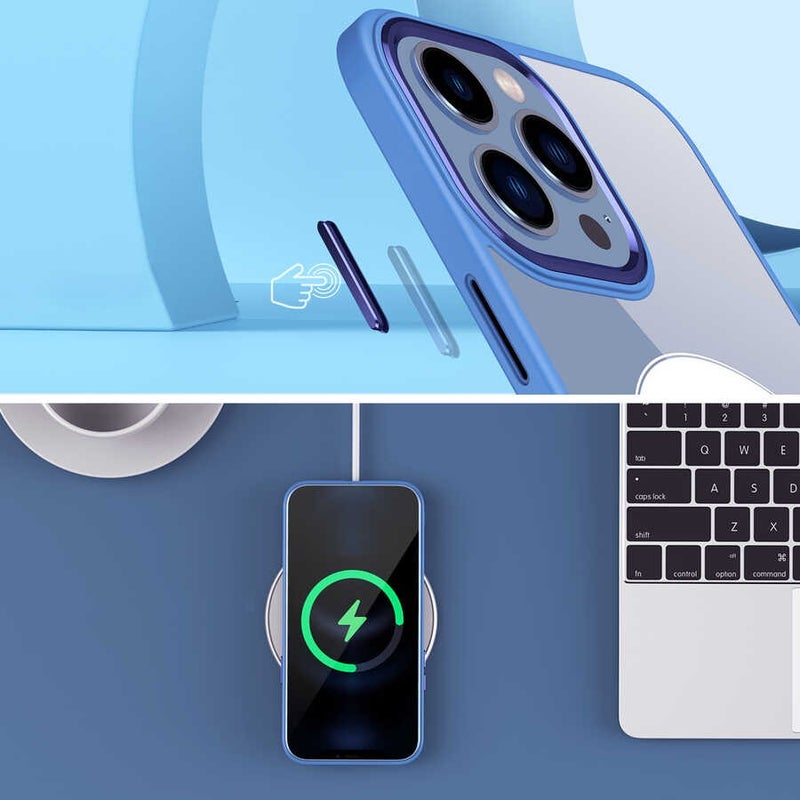 FUJIMAX Apple iPhone 15 Pro Max Case Zore Chrome Magsafe Silicone Cover with Wireless Charging