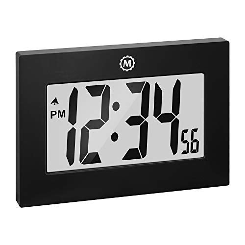 MARATHON Large Digital Wall Clock with 8” Display, Wood Finish - Easy to Read - Image 3