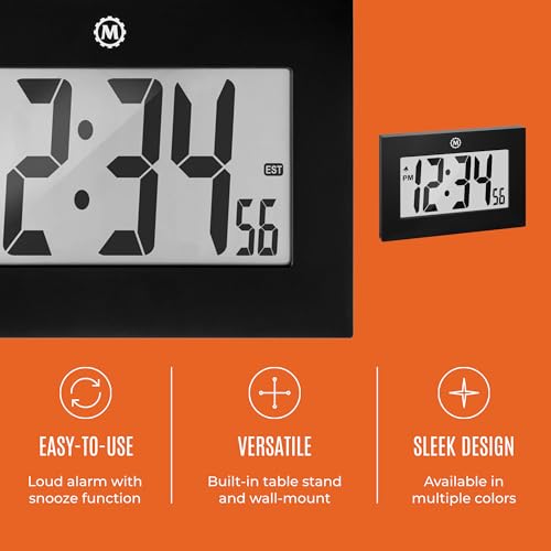 MARATHON Large Digital Wall Clock with 8” Display, Wood Finish - Easy to Read - Image 5