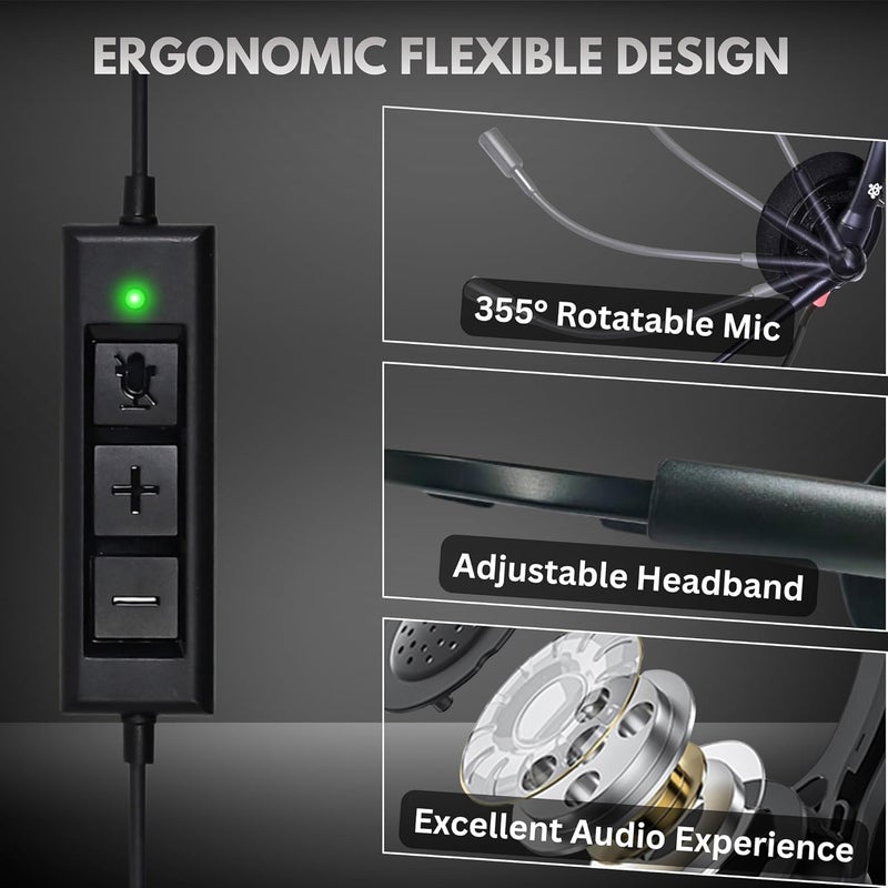 Metaind Wired USB Headphone META_MT500 with Noise-Cancelling Mic | Perfect for Teams, Zoom & Call Center Use | Comfortable & Durable Headset for PC & Laptop - Image 3