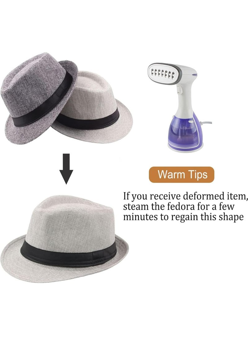 Oasisgalore 5 Pack Short Brim Fedora Classic Summer Beach Sun Hat Panama Cap for Men Women - Image 4