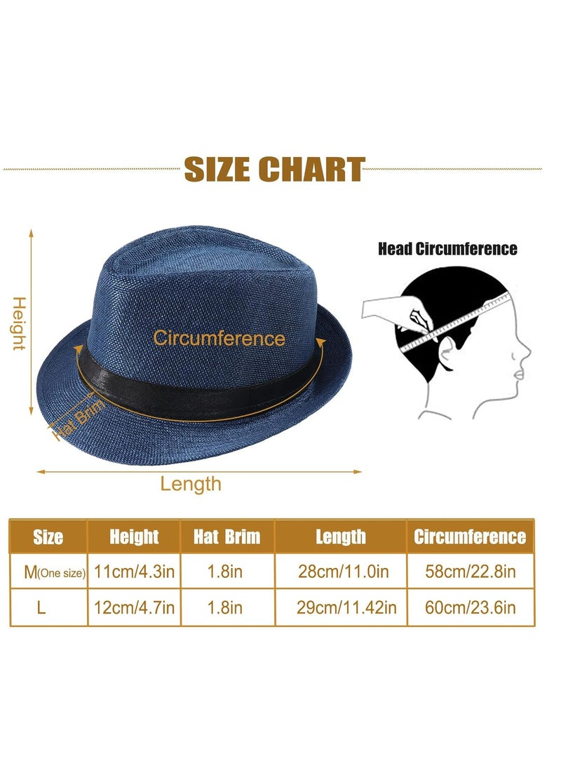 Oasisgalore 5 Pack Short Brim Fedora Classic Summer Beach Sun Hat Panama Cap for Men Women - Image 2