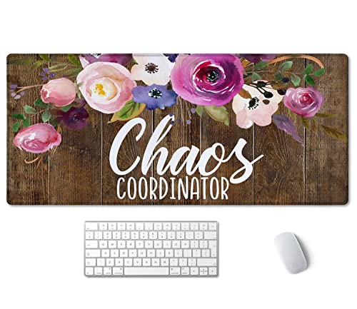 SSOIU Large Mouse Pad, Full Desk XXL Extended Gaming Mouse Pad 35.5" X 15.7", Waterproof Desk Mat Stitched Edges, Non-Slip Laptop Computer Mousepad for Office and Home, Chaos Coordinator Funny Quote - Image 1