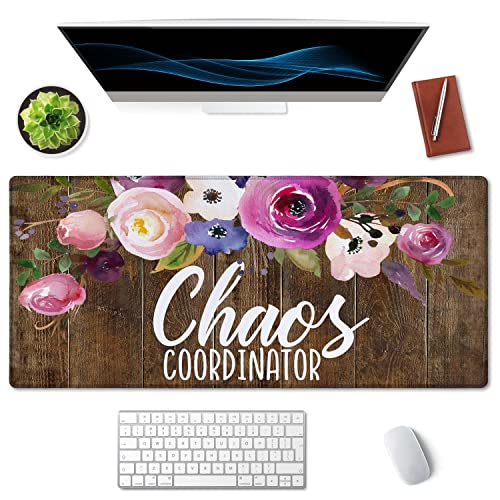 SSOIU Large Mouse Pad, Full Desk XXL Extended Gaming Mouse Pad 35.5" X 15.7", Waterproof Desk Mat Stitched Edges, Non-Slip Laptop Computer Mousepad for Office and Home, Chaos Coordinator Funny Quote - Image 3