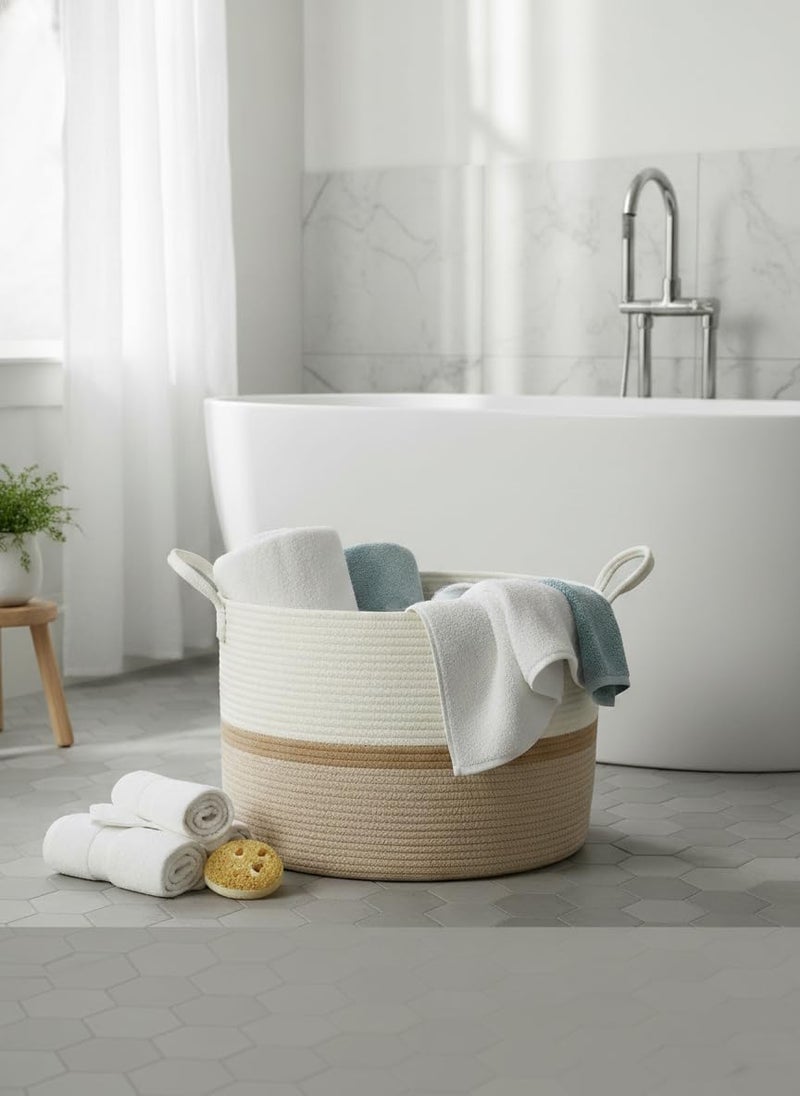 Bellar XXX Large Rope Basket,Shelf Storage Baskets for Organizing,Round Decorative Box for Kids,Woven Rope Storage Snack Storage Area Decorative Boxes Aesthetic -21.7’’*21.7’’*13.8'' - Image 5
