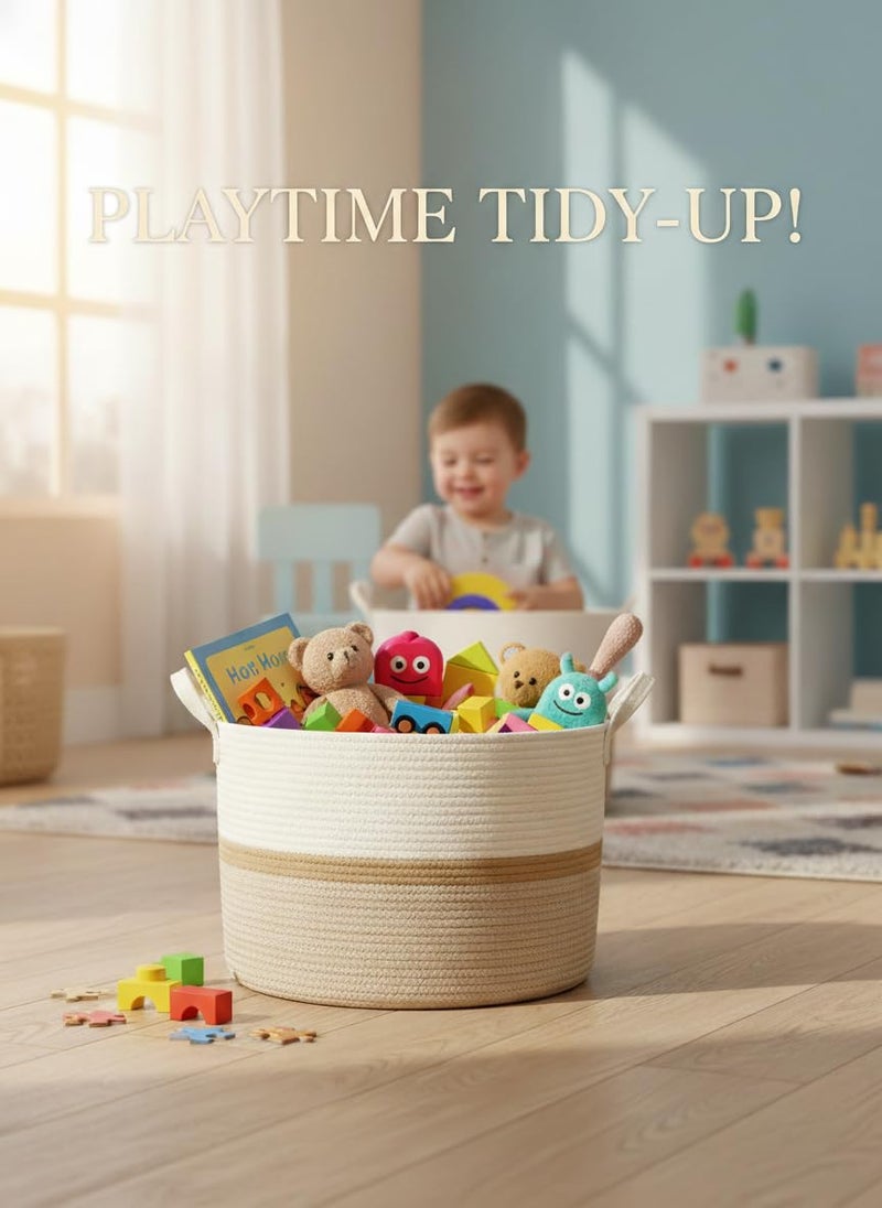 Bellar XXX Large Rope Basket,Shelf Storage Baskets for Organizing,Round Decorative Box for Kids,Woven Rope Storage Snack Storage Area Decorative Boxes Aesthetic -21.7’’*21.7’’*13.8'' - Image 4