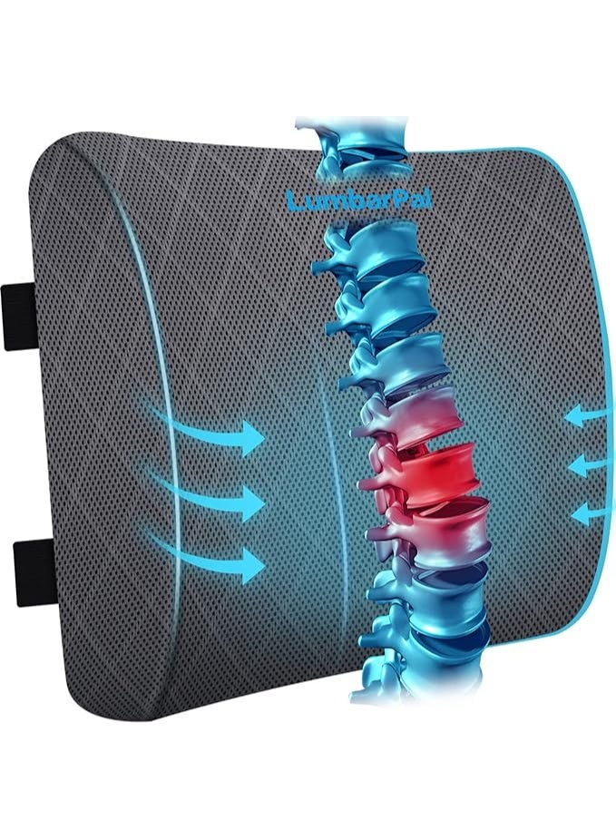 Lumbar Support Pillow – Memory Foam Back Cushion for Office, Car & Gaming Chairs, Adjustable Straps for Improved Posture & Pain Relief - Image 1