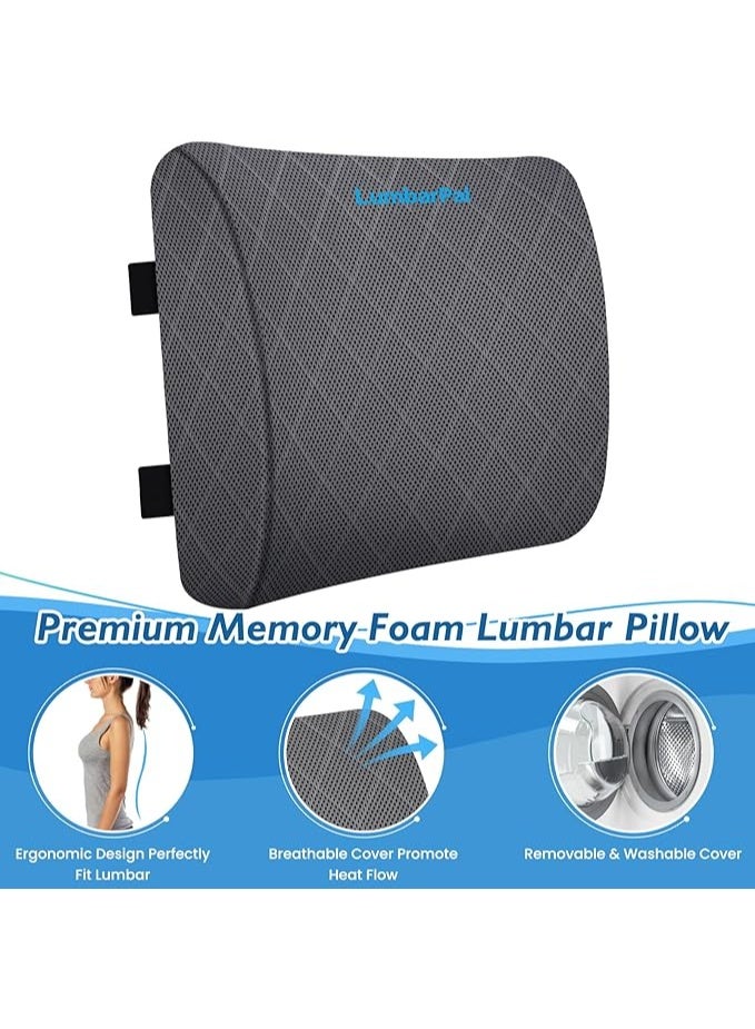 Lumbar Support Pillow – Memory Foam Back Cushion for Office, Car & Gaming Chairs, Adjustable Straps for Improved Posture & Pain Relief - Image 4