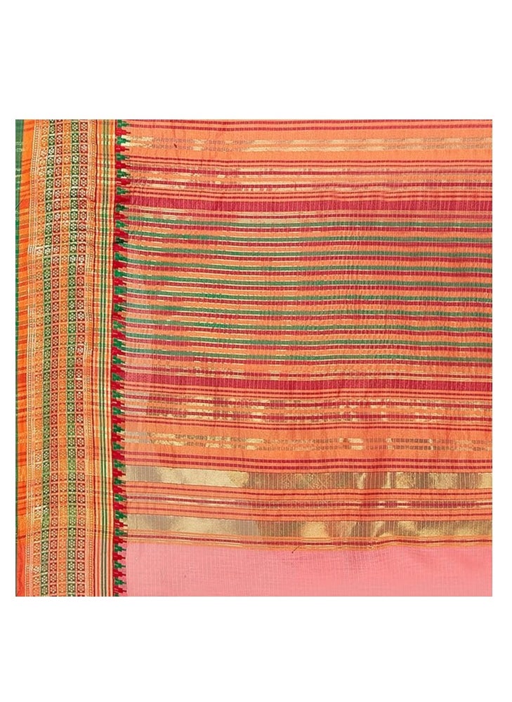 Accessorize Kingdom - Women's Kota Doria Cotton Manipuri Saree With Unstitched Blouse Piece - Image 1