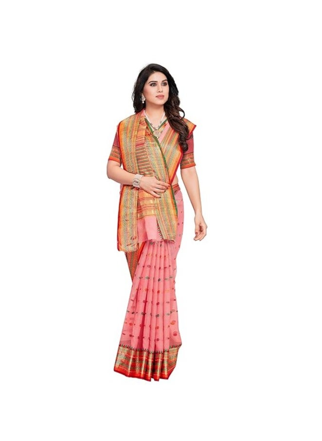 Accessorize Kingdom - Women's Kota Doria Cotton Manipuri Saree With Unstitched Blouse Piece - Image 1