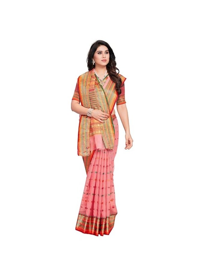 Accessorize Kingdom - Women's Kota Doria Cotton Manipuri Saree With Unstitched Blouse Piece - Image 1
