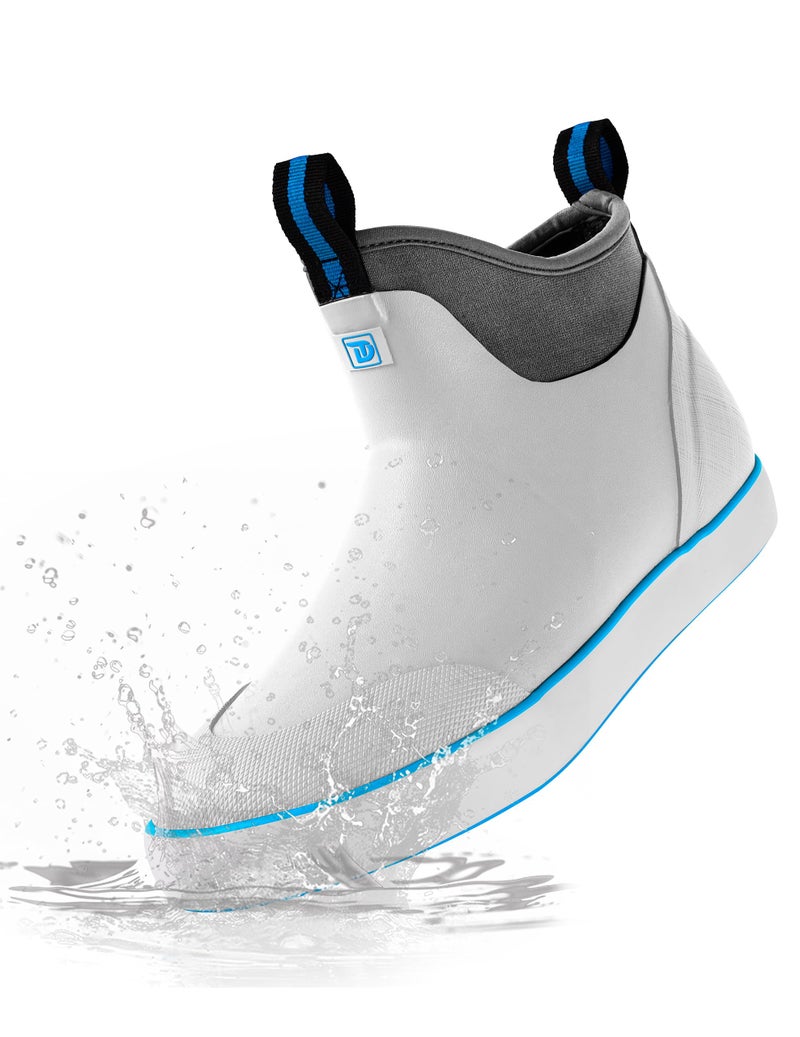 Trudave Deck Boots for Men, Waterproof Rain Boots with High Traction, Slip On Saltwater Fishing Boots Neoprene Rubber Ankle Boots for Boating Sailing - Image 1