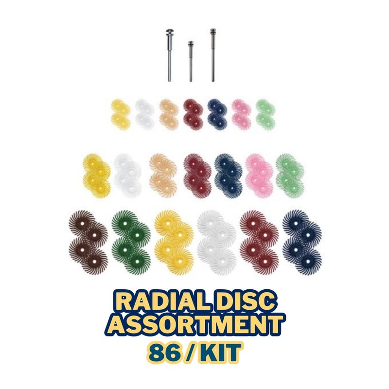 Dedeco Sunburst Radial Bristle Discs - 7/8" Curved - 1/16" Arbor - Assortment Kit - 86 Total Pieces for Precision Cleaning, Buffer, Polish, & Finish - Image 2