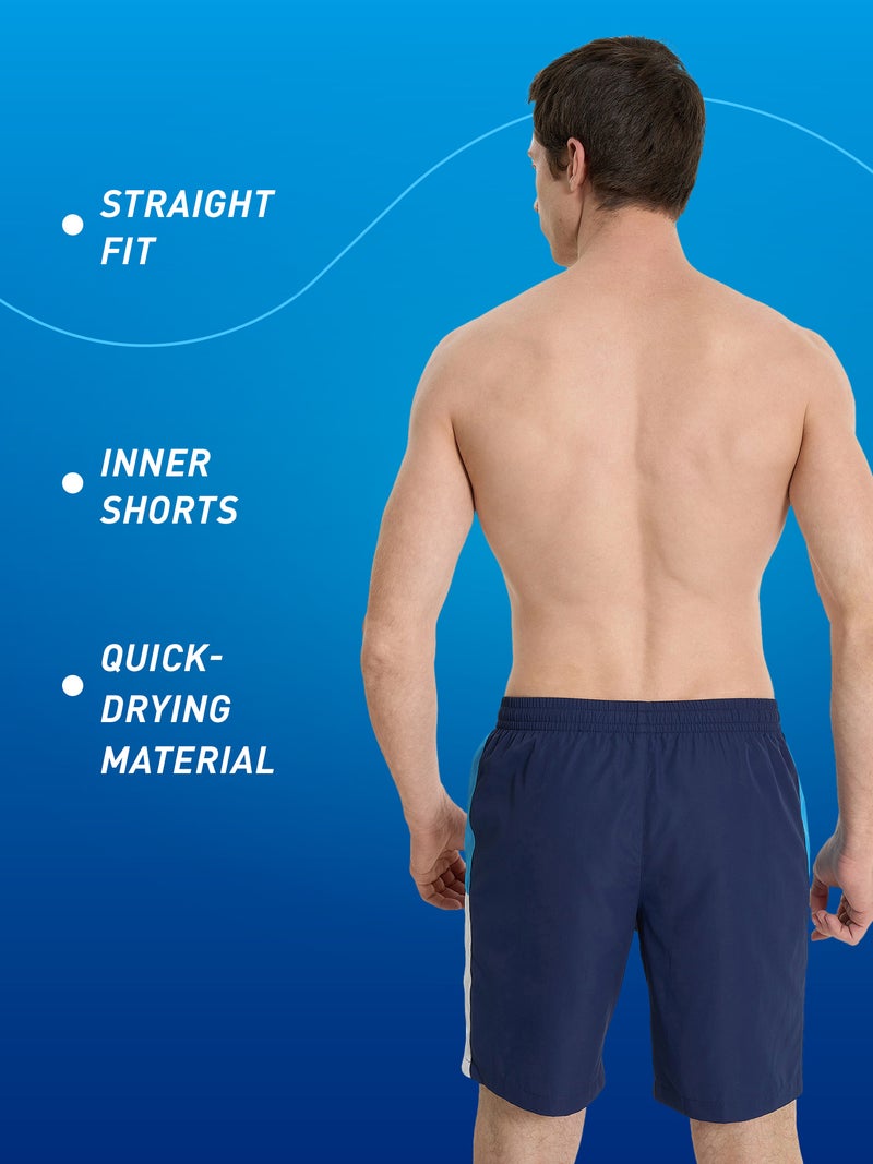 Joss Men’s Swimming Shorts - Joss Blue/Light Blue, Quick-Drying Swim Trunks with Inner Shorts, Adjustable Waist & Spacious Pockets - Image 4