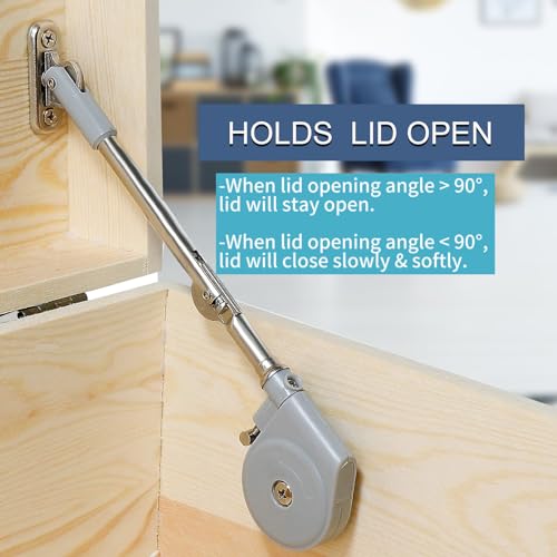 APFFSY Lid Stay 105 Degree Open with Soft Close, Lid Support for Toy Box and Upward Top-Opening Flap Doors Toy Box Hinges Soft Close Chest Hinge 6-12lb/1pc - Image 2