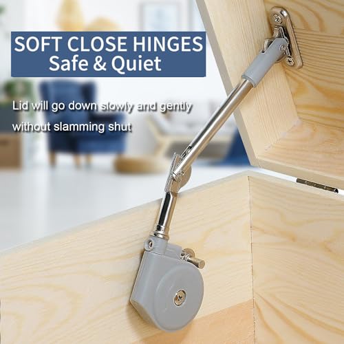 APFFSY Lid Stay 105 Degree Open with Soft Close, Lid Support for Toy Box and Upward Top-Opening Flap Doors Toy Box Hinges Soft Close Chest Hinge 6-12lb/1pc - Image 3