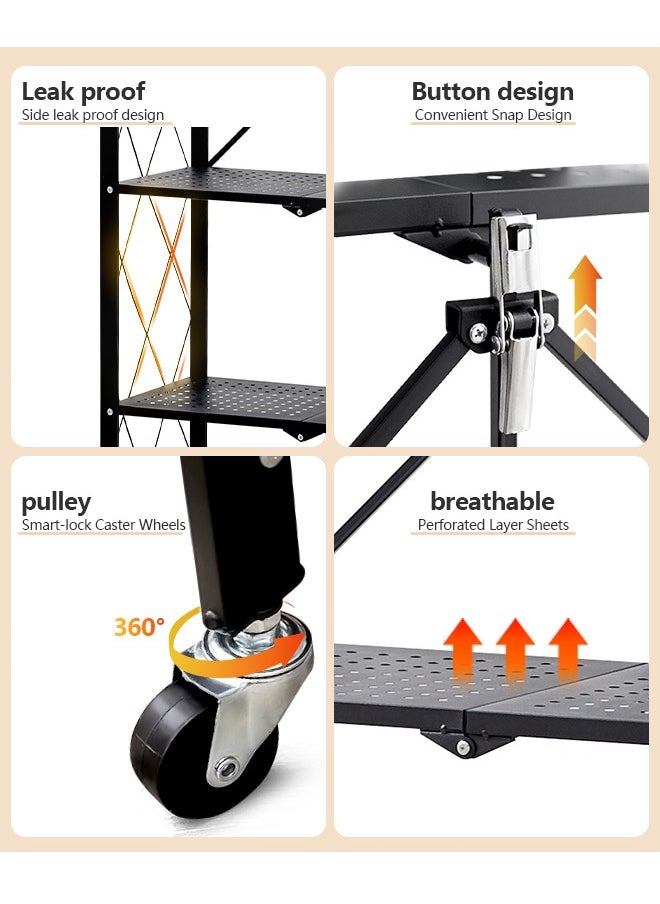 5 Tier Foldable Storage Shelves on Wheels, No Assembly, Large Capacity Metal Shelving Units, Heavy-Duty Metal Shelving Unit Rolling Cart for Garage, Kitchen, Basement, (Black, 5-Tier) - pzsku/Z8173EEACE4EA0B04A7BDZ/45/1741073066/e5ce988f-6eb8-4c85-82e4-83837e81f1e8