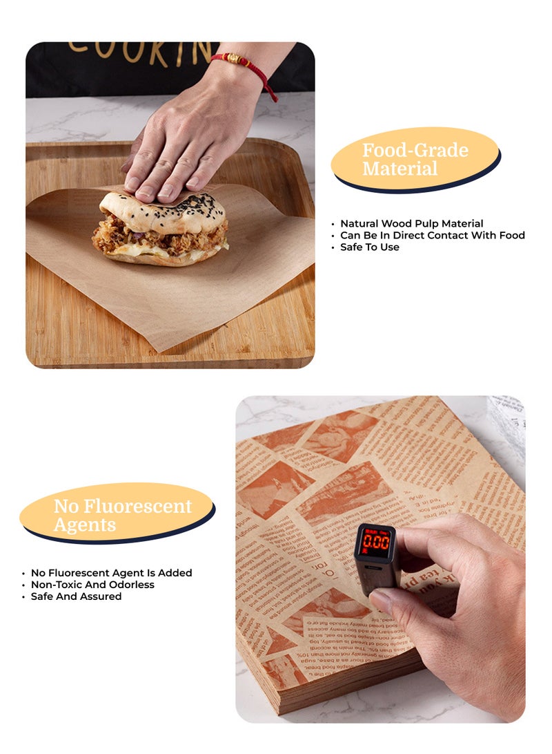 50pcs Baking Paper, Parchment Paper, Sandwich Wrapping Paper, Baking Supplies,Retro Newspaper Print Food Paper Liners,Tray Liners,Basket Liners,Fast Food,Restaurant Cafe,Table Decor ,Restaurant Home,Food Packaging Paper,,Oil-Proof Stain-Resistant,Catering Supplies ,Party Picnic,Suitable For All.(18x18cm & 20x30cm) - Image 3