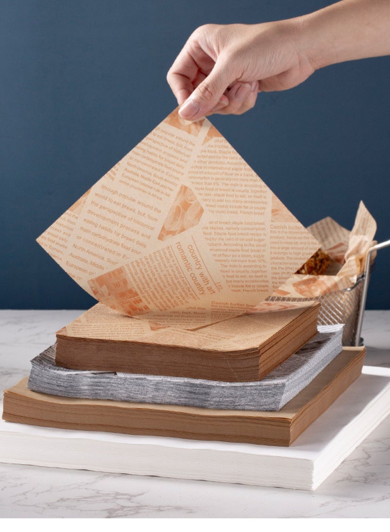 50pcs Baking Paper, Parchment Paper, Sandwich Wrapping Paper, Baking Supplies,Retro Newspaper Print Food Paper Liners,Tray Liners,Basket Liners,Fast Food,Restaurant Cafe,Table Decor ,Restaurant Home,Food Packaging Paper,,Oil-Proof Stain-Resistant,Catering Supplies ,Party Picnic,Suitable For All.(18x18cm & 20x30cm) - Image 2