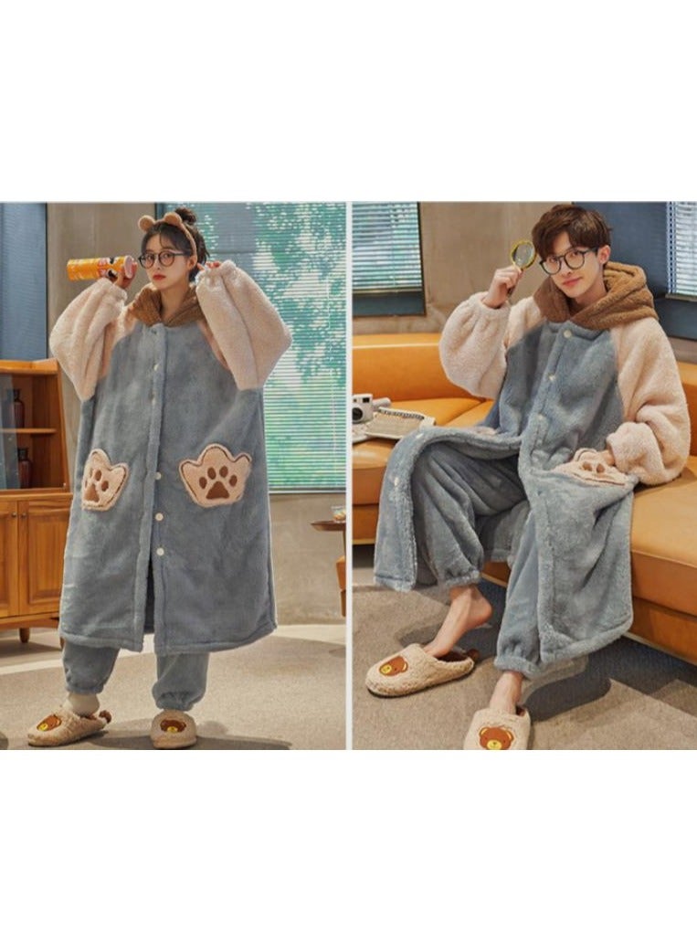KUYING Sleeping gowns, long coral plush and plush, winter home wear for couples, worn externally  - Image 3