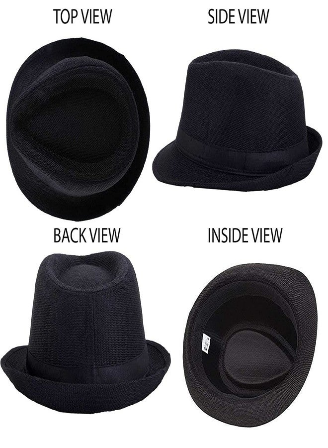 CLOTHERA قبعة فيدورا أنيقة من كلوثيرا (عبوة من قطعتين) باللونين الأسود والأحمر للرجال - Image 4