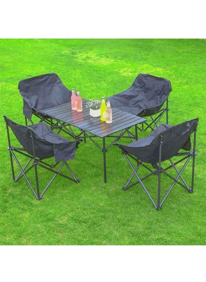 DEXO طاولة قابلة للطي للتخييم والنزهات الخارجية - تشمل 4 كراسي قابلة للطي، خفيفة الوزن، قوية، مثالية للسفر والأنشطة العائلية - Image 5