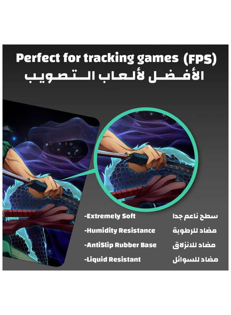 YASA GAME Extended Large Gaming Mouse Pad 100 X 50 cm XXL Full Desk Art style & Mousepad Non-Slip Rubber Base Big Keyboard Mat with Stitched Edges water resist for Gaming from Yasa ( Zoro ) - Image 3