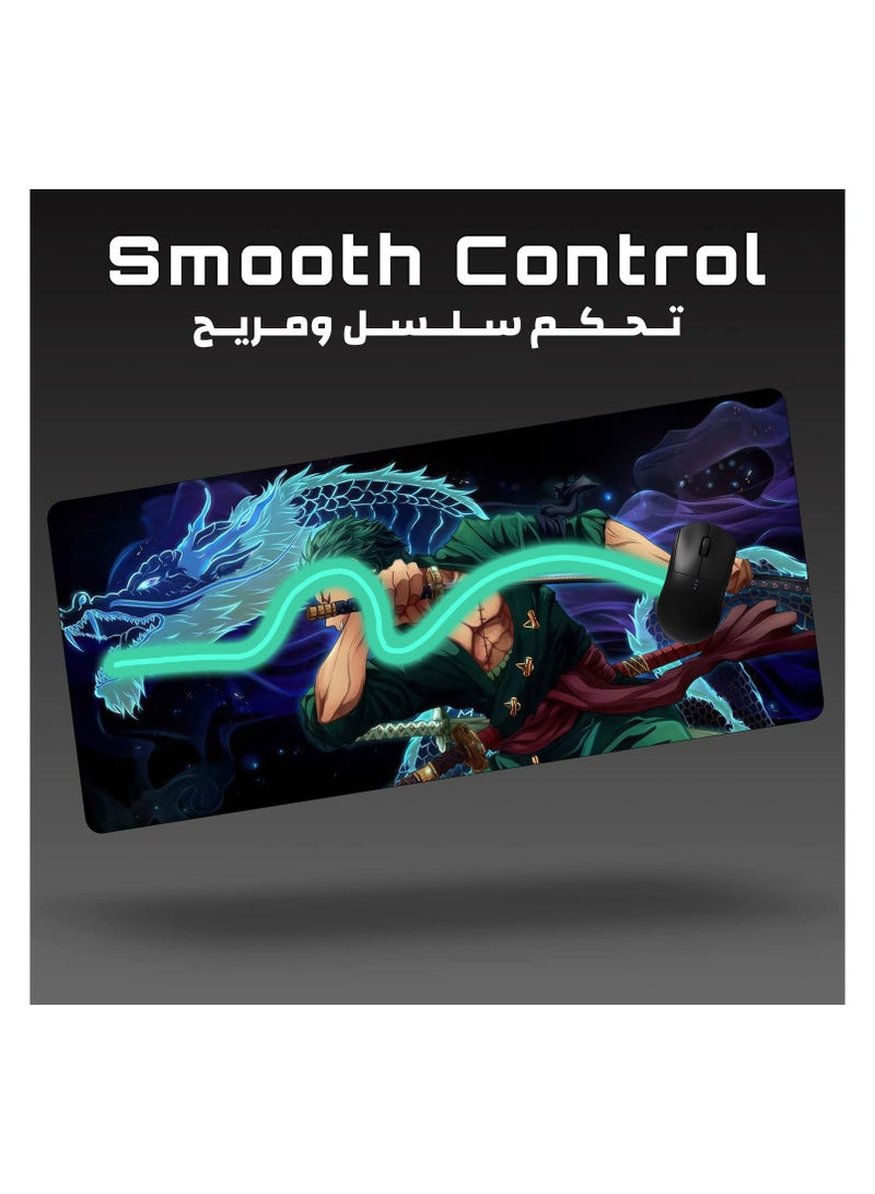 YASA GAME Extended Large Gaming Mouse Pad 100 X 50 cm XXL Full Desk Art style & Mousepad Non-Slip Rubber Base Big Keyboard Mat with Stitched Edges water resist for Gaming from Yasa ( Zoro ) - Image 2