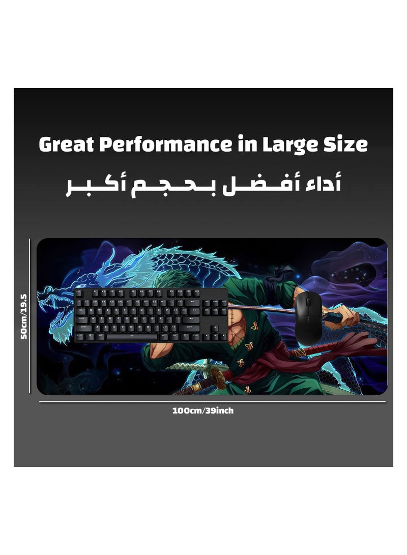 YASA GAME Extended Large Gaming Mouse Pad 100 X 50 cm XXL Full Desk Art style & Mousepad Non-Slip Rubber Base Big Keyboard Mat with Stitched Edges water resist for Gaming from Yasa ( Zoro ) - Image 4