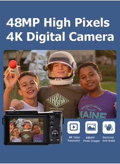 Generic 4K HD Digital Camera, 48MP with 3-inch Flip Screen,16x Digital Zoom, with Wide-angle Lens, with 64GB Memory Card  - Image 2