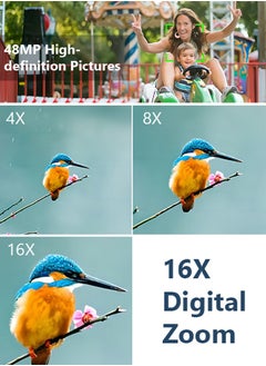 Generic 4K HD Digital Camera, 48MP with 3-inch Flip Screen,16x Digital Zoom, with Wide-angle Lens, with 64GB Memory Card  - Image 3