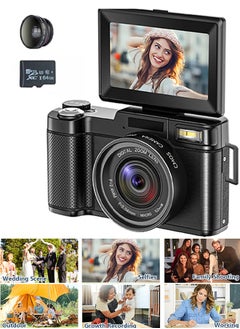 Generic 4K HD Digital Camera, 48MP with 3-inch Flip Screen,16x Digital Zoom, with Wide-angle Lens, with 64GB Memory Card  - Image 1