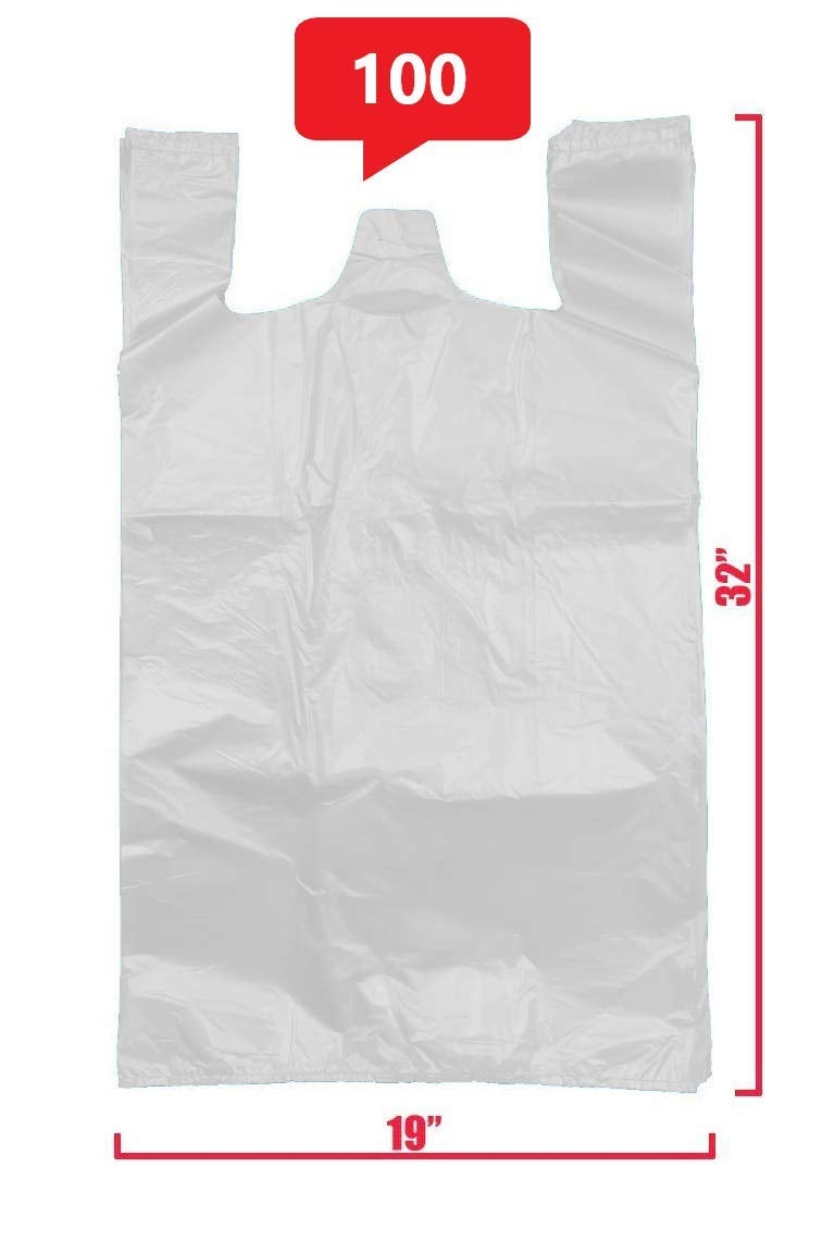 nn ROYAL7 Jumbo/Extra Large 19x10x32 Plastic Grocery Reusable T-Shirts Carry-Out Bags (WHITE  100) - Image 2