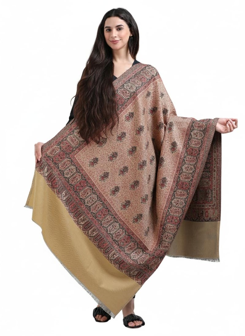 Arvore Women's Acro Wool Shawl, Traditional Design, 200 cm x 100 cm (Beige, Medium) - Image 5
