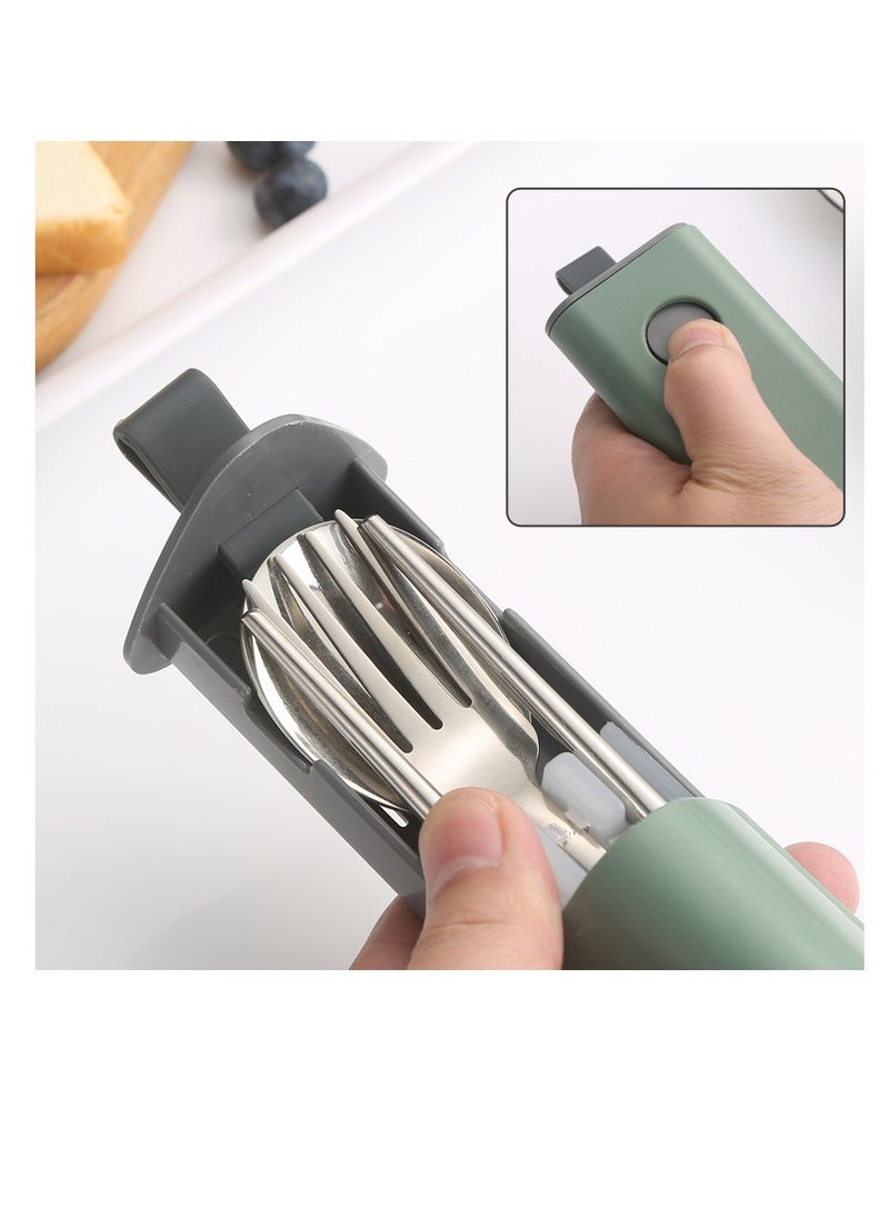 Generic - 4PCS Chopsticks Spoon Fork Set Portable Cutlery Set With Box - Image 1