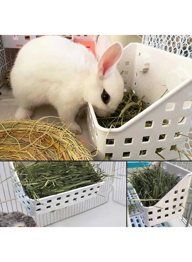 White Large Durable Plastic Hay Feeder for Rabbits Guinea Pigs Small Animals - Image 3